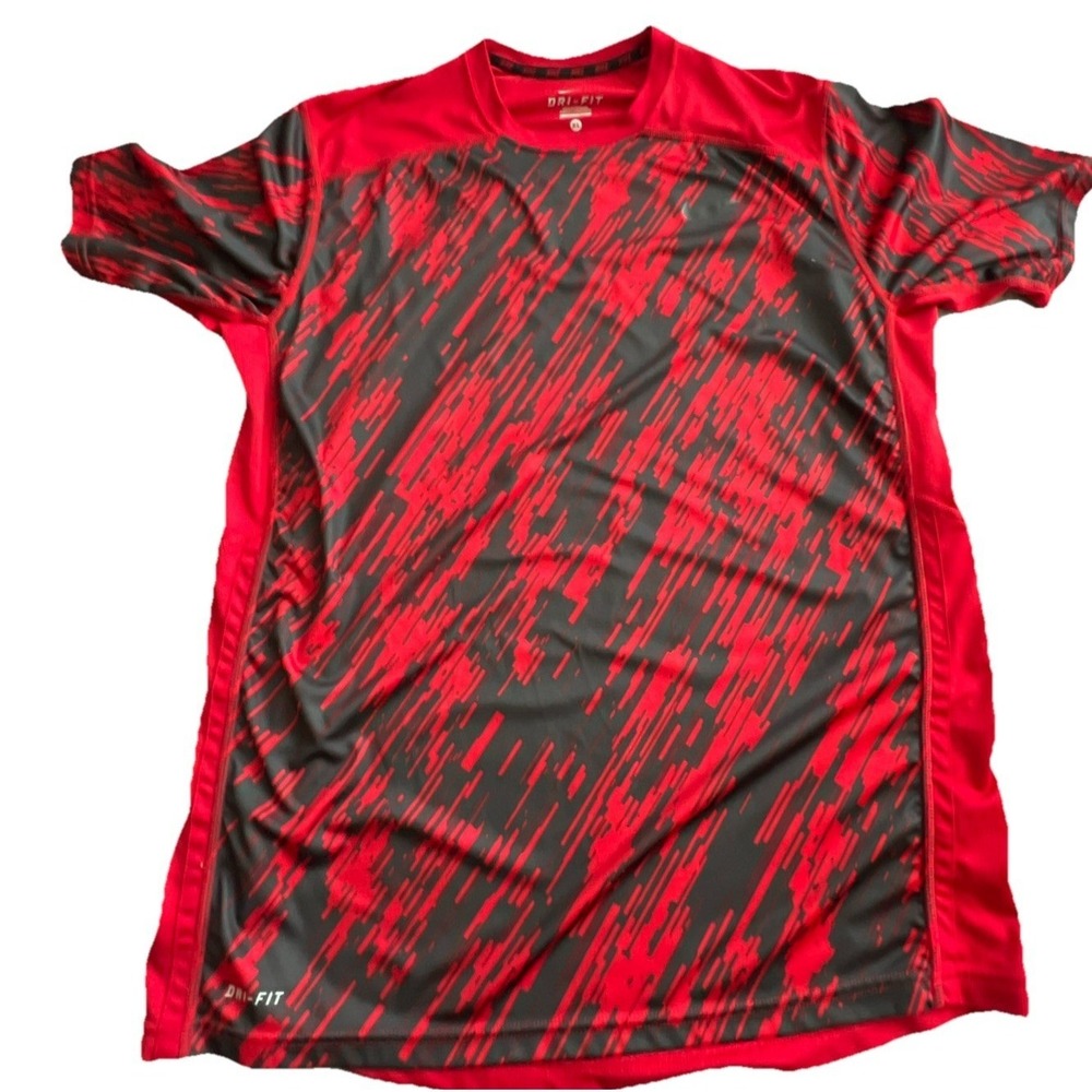 Nike Marble T-Shirt Mens Size‎ XL Red Black Dri-Fit Performance Athletic